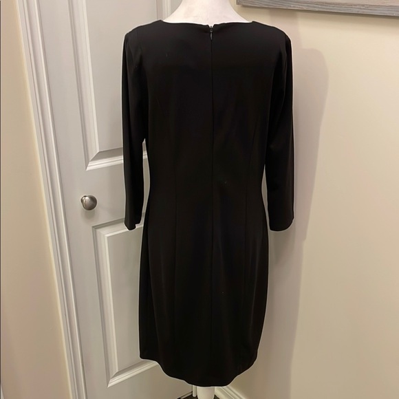 Chaps Gray and Black Dress 3/4 Sleeve Crew Neck EUC 12 - Picture 4 of 13
